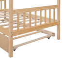Wooden House Bed With Twin Size Trundle