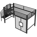 Twin Low Loft Bed Frame With Storage Staircase - Black