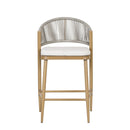 Outdoor 26" Counter Height Metal Frame Counter Stools With Scallop Shaped Backrest & Water Resistant Cushions