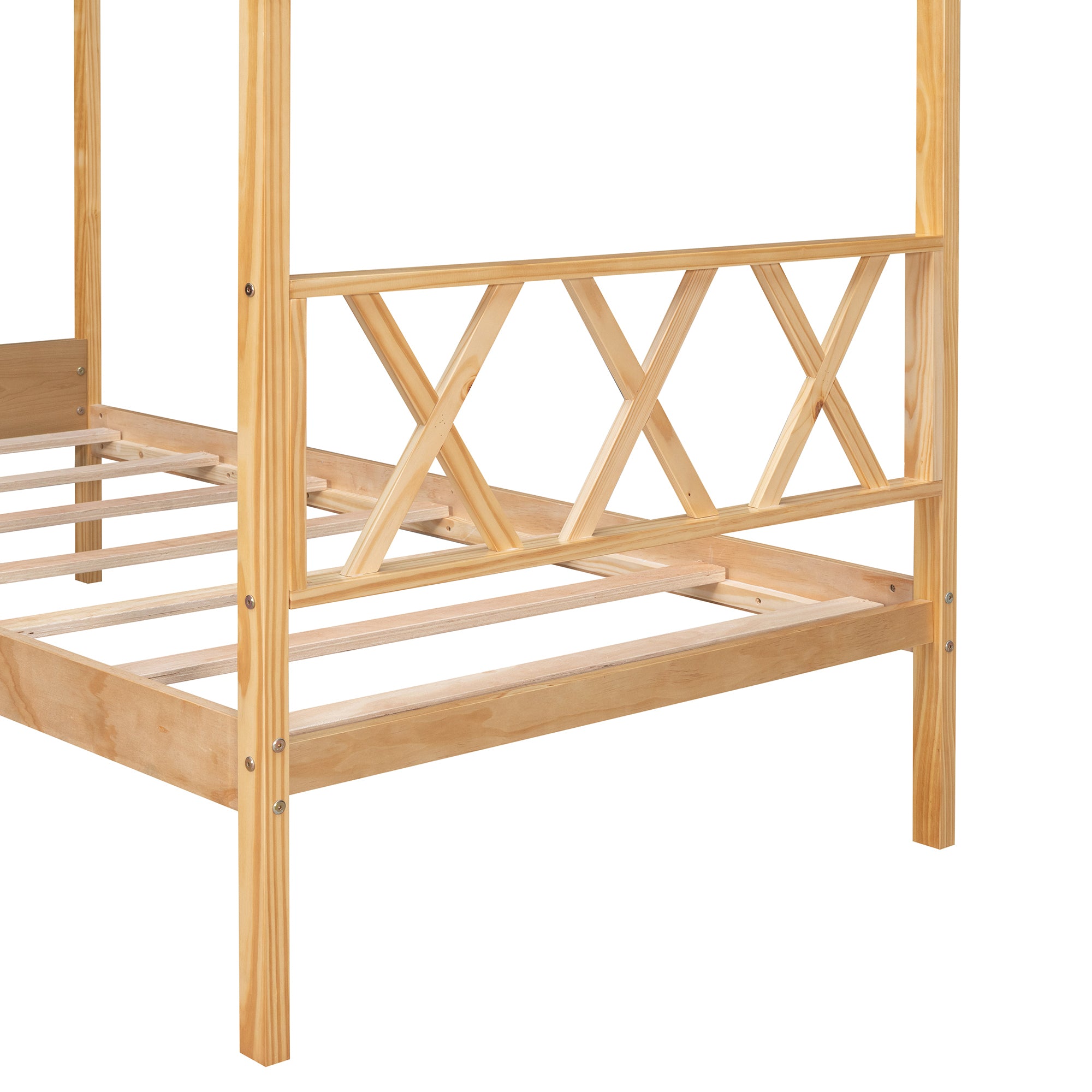Twin Size Wood House Bed with Storage Space, Natural(OLD SKU: LP000001AAM) - Atlantic Fine Furniture Melbourne FL