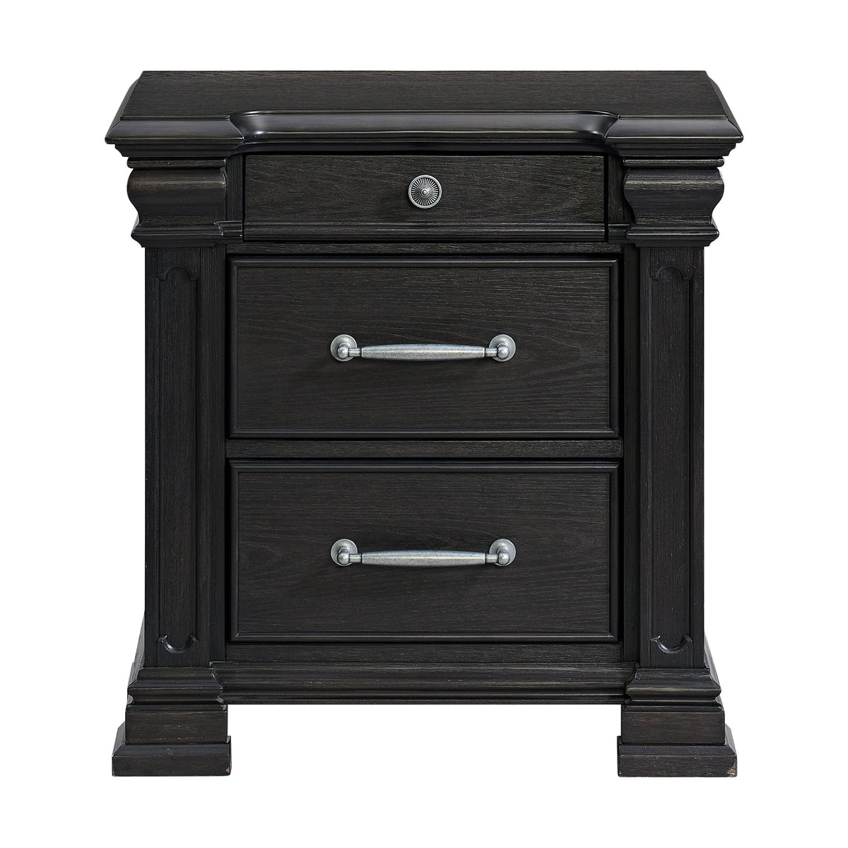 Kings Court 3-Drawer Nightstand (Sliding Top) in Black by Elements International, view 22