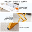 Coffee Table With A Natural And Smooth Marble Pattern On The Surface - Gold