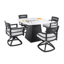 Outdoor Patio Dining Set, Squircle Dining Table, Dining Chairs With Sunbrella Cushions