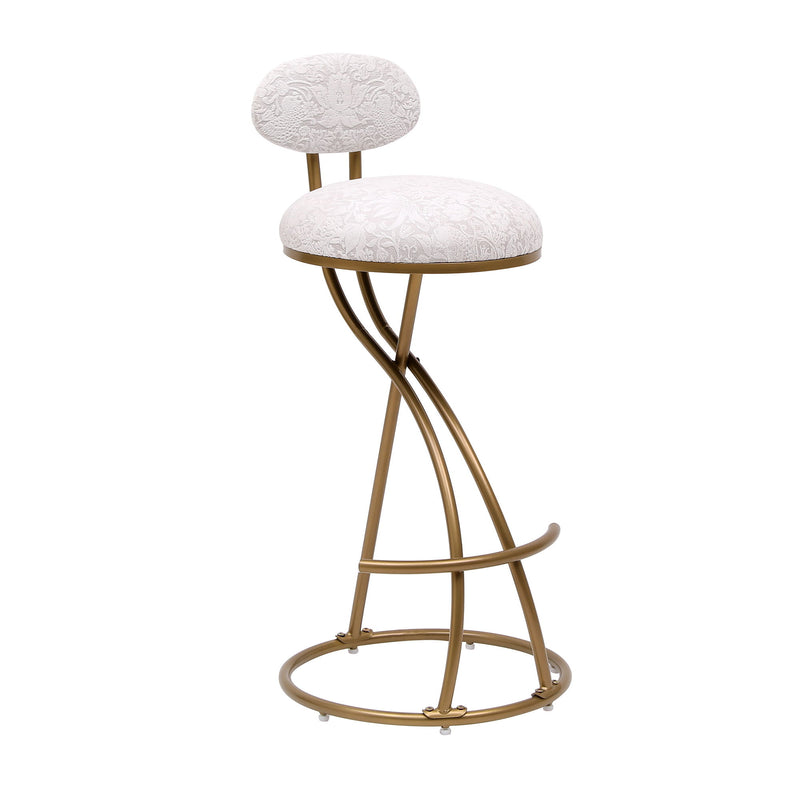 Round Print Bar Stools Upholstered Chairs For Kitchen (Set of 2)