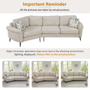 Upholstered 3 Seater Curved Sofa With Printed Pillows Chenille