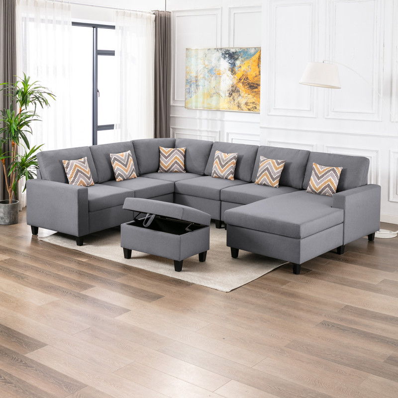 Nolan - 7 Piece Sectional Sofa With Pillows And Interchangeable Legs