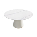 Modern Artificial Stone Round Plywood Base Dining Table, Can Accommodate 8 People, (Not Including Chairs) - White / Beige