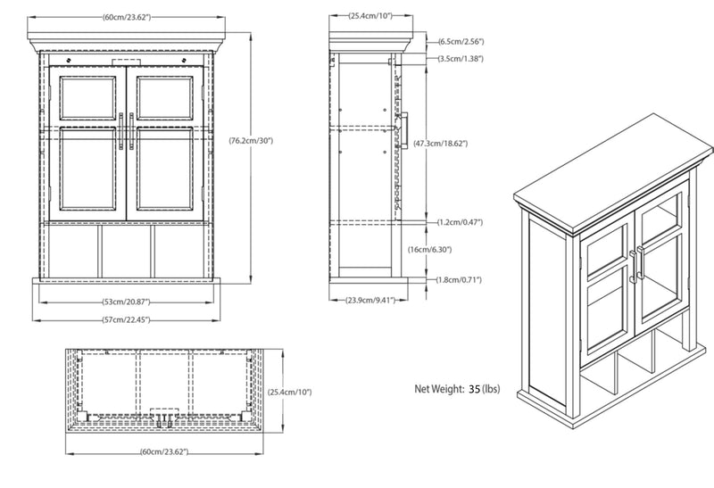 Avington - Two Door Wall Cabinet With Cubbies - Pure White