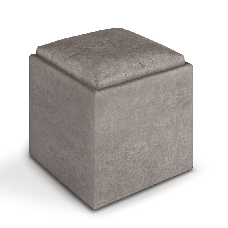 Rockwood - Upholstered Cube Storage Ottoman With Tray