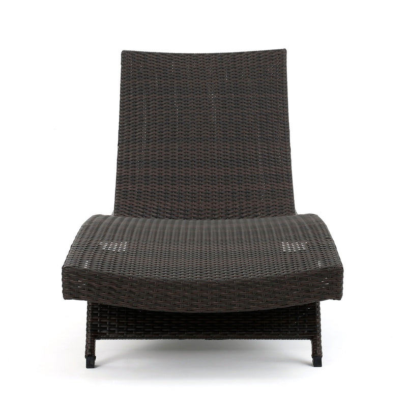 Salem - Wicker Chaise Lounge Adjustable Rattan Outdoor Chair Set - Brown Multi