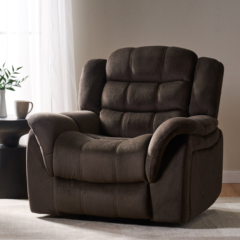 Classic Design, Plush Fabric, Glider Recliner