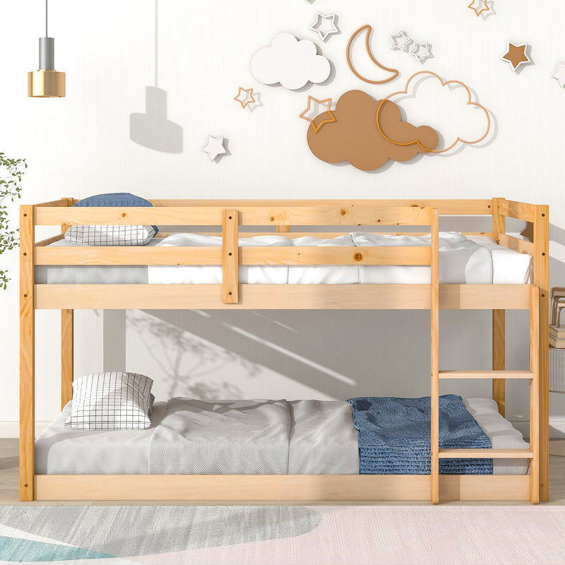 Twin over Twin Floor Bunk Bed,Natural(New SKU:W504P148543)