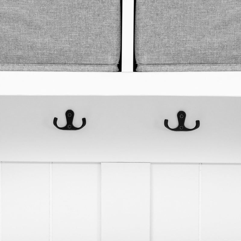 Hall Tree With 6 Hooks And Hinged Lid, Coat Hanger, Storage Bench, 3 In 1 Design
