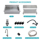 Stainless Steel Freestanding Utility Sink With Pull Out Faucet, Large Single Bowl - Brushed Nickel