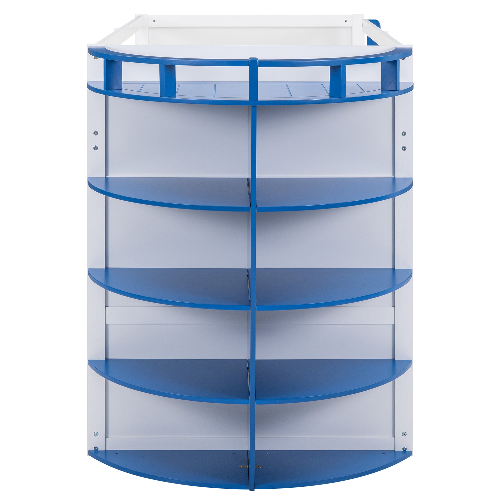 Twin over Twin Boat-Like Shape Bunk Bed with Storage Shelves, White+Blue - Atlantic Fine Furniture Melbourne FL