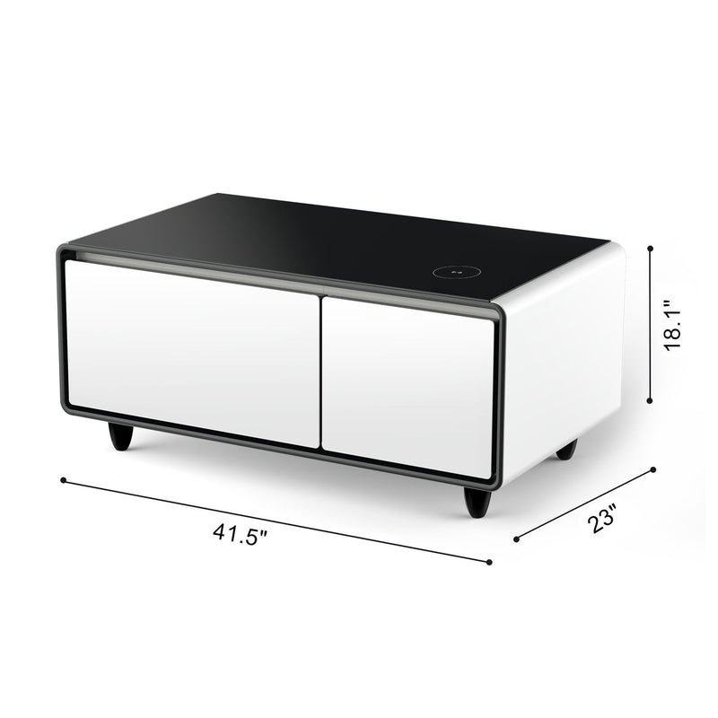 Modern Smart Coffee Table With Built In Fridge, Outlet Protection, Wireless Charging, Mechanical Temperature Control, Power Socket, USB Interface And Ice Water Interface