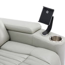 270° Power Swivel Recliner Home Theater Chair With Hidden Arm Storage, LED Light, Cup Holder, And Tray Table