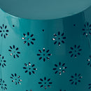 Pastrana - Metal Side Table With Lace Cut Design And Rust Resistant - Teal