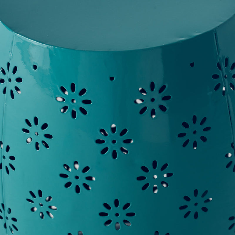 Pastrana - Metal Side Table With Lace Cut Design And Rust Resistant - Teal
