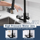 3 In 1 Kitchen Faucet With Press Type Glass Rinser, High Arc Pull Down Sprayer