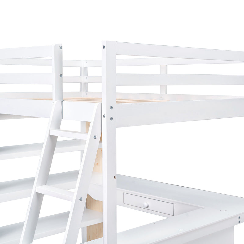 Loft Bed With Ladder, Shelves, And Desk