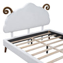 Upholstered Platform Bed With Sheep Shaped Headboard