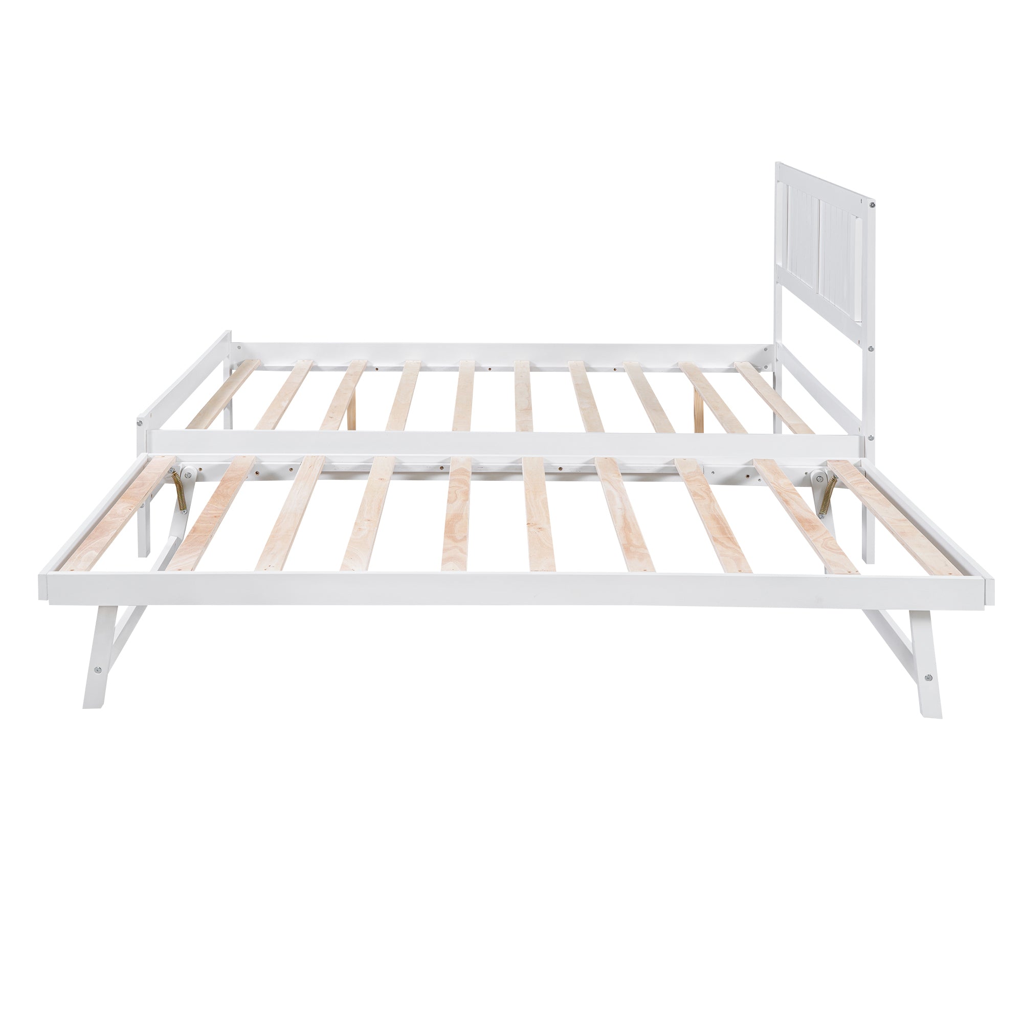 Full Size Platform Bed with Adjustable Trundle,White(Old SKU:SM000248AAK)