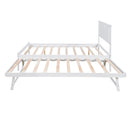 Full Size Platform Bed with Adjustable Trundle,White(Old SKU:SM000248AAK)