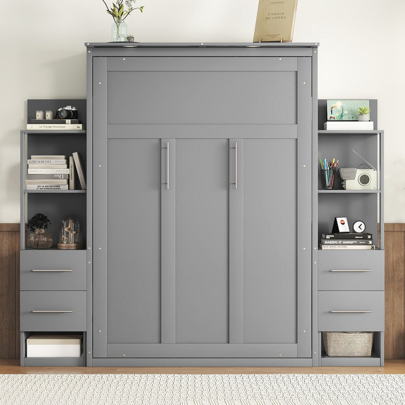 Murphy Wall Bed With Shelves, Drawers And LED Lights