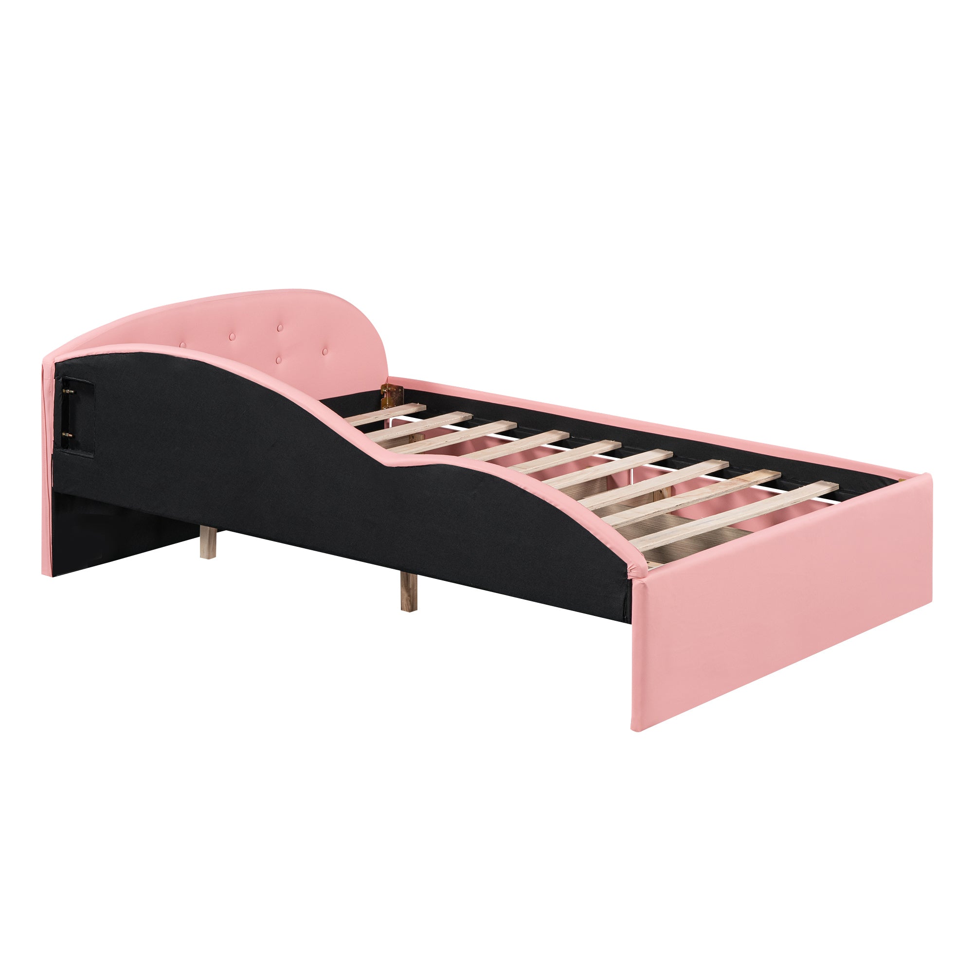 Full Size PU Upholstered Tufted Daybed with Two Drawers and Cloud Shaped Guardrail, Pink - Atlantic Fine Furniture Melbourne FL