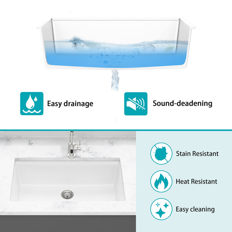 Quartz Kitchen Sink, Granite Composite Workstation Undermount