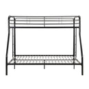 Modern Twin Over Full Metal Bunk Bed With Trundle And Dual Side Ladder And Metal Design - Black / Brown
