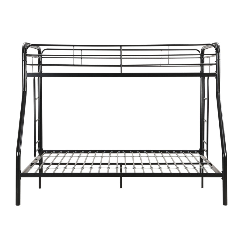 Modern Twin Over Full Metal Bunk Bed With Trundle And Dual Side Ladder And Metal Design - Black / Brown