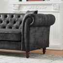 Chesterfield 3 And 2 Seater Sofa Set, High Tech Fabric Upholstered Couch For Living Room