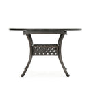 Outdoor Expandable Aluminum Dining Table With Latticework Details And Curvy Legs