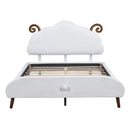 Upholstered Platform Bed With Sheep Shaped Headboard