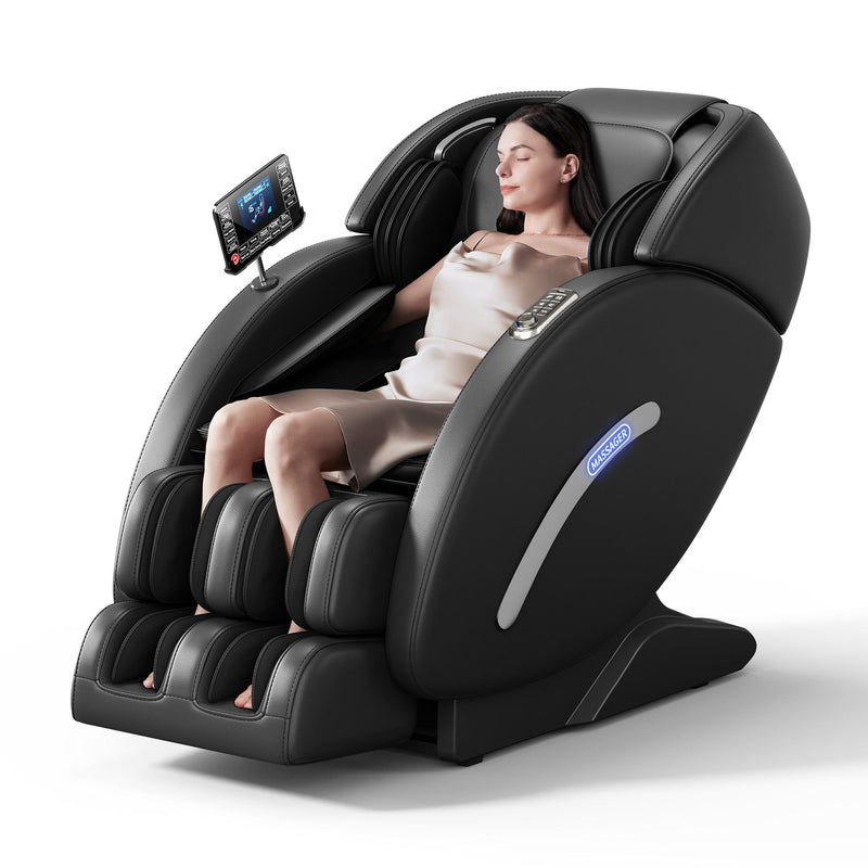 Full Body Massage Chair, Full Body Zero Gravity With 3D Massage Mechanism, 6 Auto Massage Mode, Waist And Calf Heater, Foot Roller, Bluetooth Speaker - Black