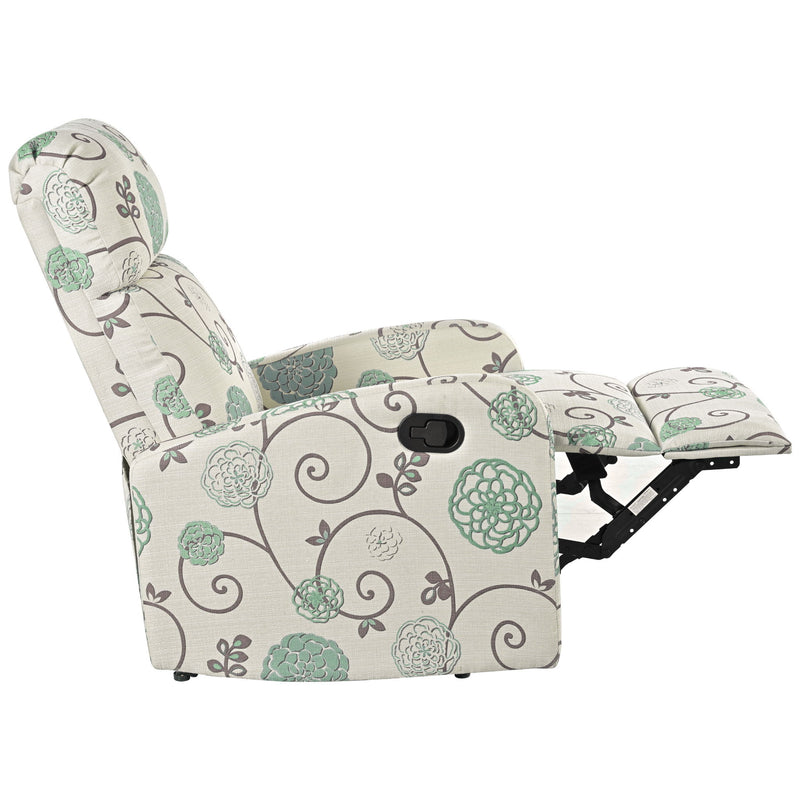 Modern Manual Recliner, Home Theater Chair With Adjustable Backrest For Living Room - Beige / Blue