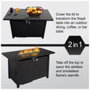 Outdoor Fire Pit Table With Lid Modern Design - Black