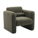 Modern Accent Chair Lambskin Sherpa Fabric Upholstered Comfy With Pillow