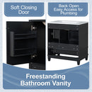 30" Bathroom Vanity With Sink, 1 Door With Shelf And 3 Drawers, Soft Close Door - Black