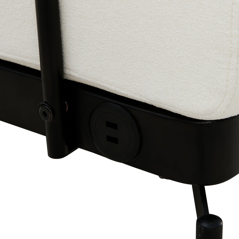 Modern Loveseat Sofa 2 Seater With USB Ports, Cylindrical Armrests