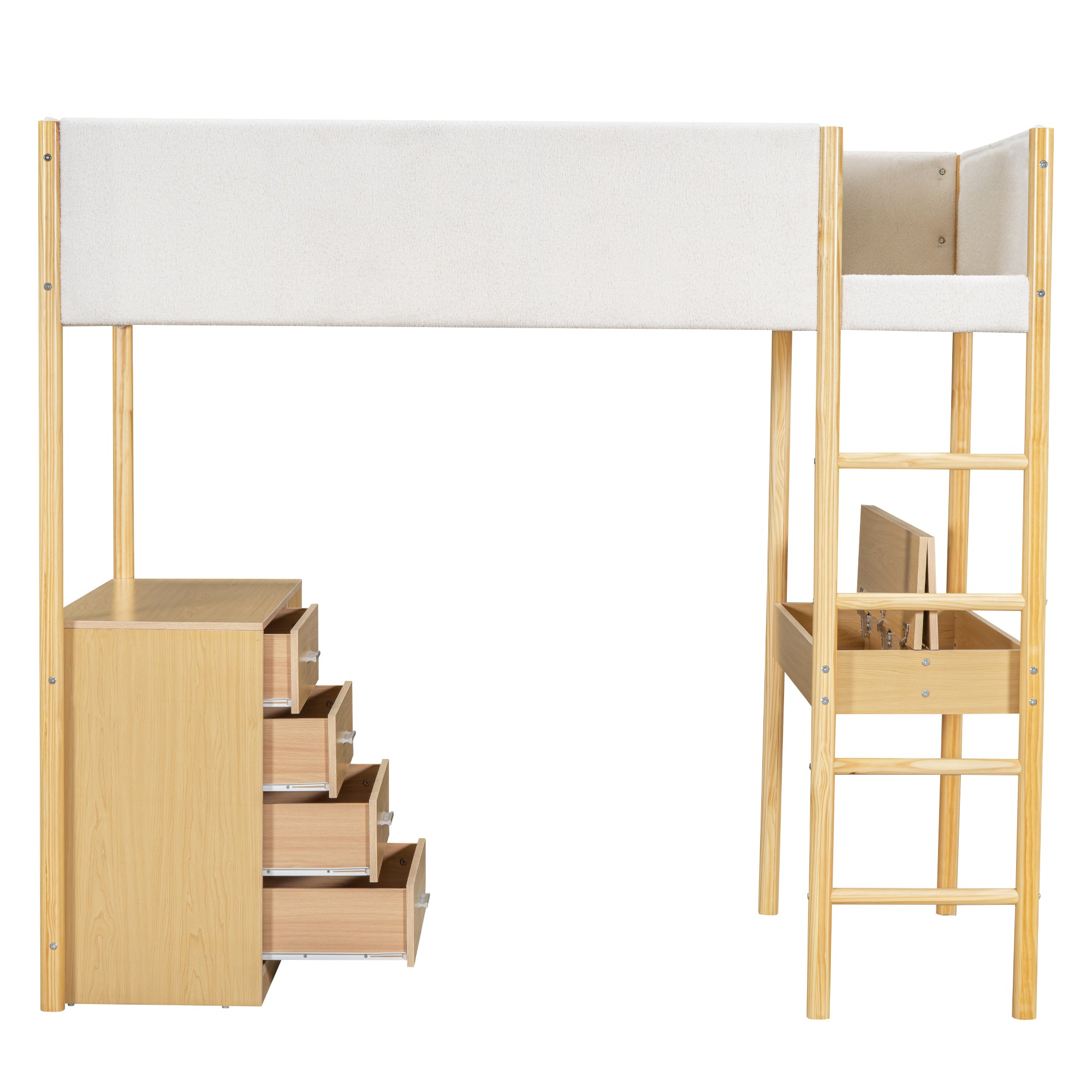 Twin Size Teddy FleeceLoft Bed Wood Bed, Natural - Atlantic Fine Furniture Melbourne FL