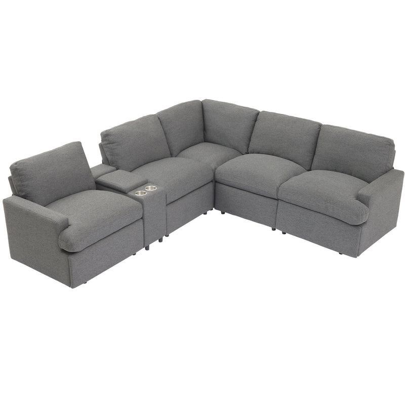 Power Recliner Corner Sofa Home Theater Reclining Sofa Sectional Couches With Storage Box, Cup Holders, USB Ports And Power Socket For Living Room