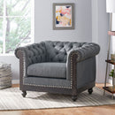 Luminex - Tufted Upholstered Club Chair With Nailhead Accents And Scrolled Tuxedo Arms