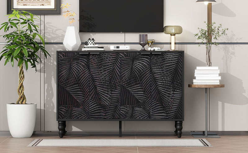 Modern TV Stand With 2 Spacious Storage Space And Anti-Tip Device