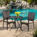 3 Piece Bistro Set With Water Resistant Cushions And 2 Chairs - Brown Multi