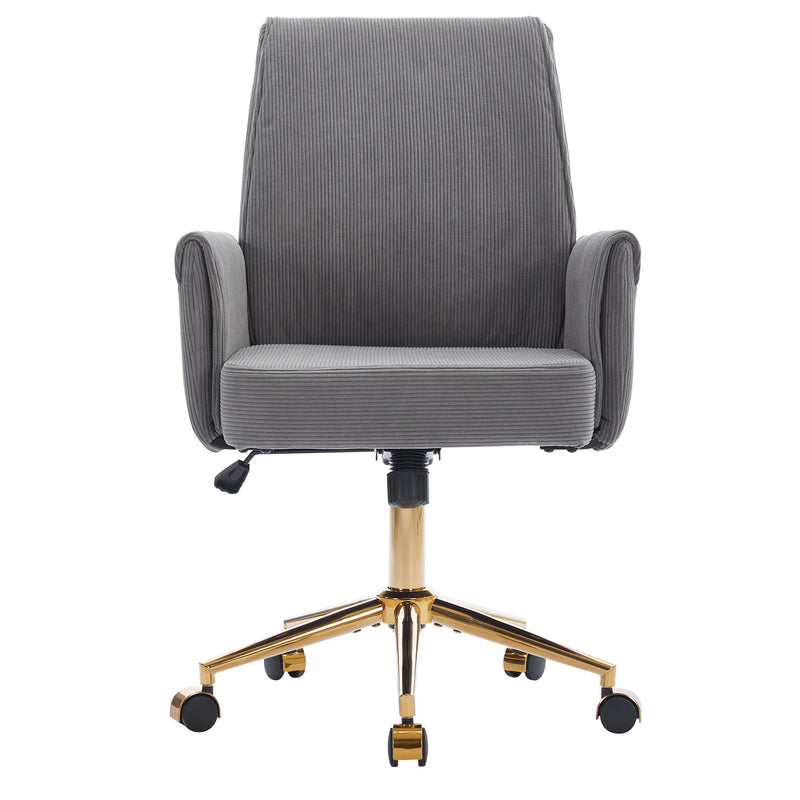 Ergonomic Mid-Back Office Chair With Striped Velvet Fabric