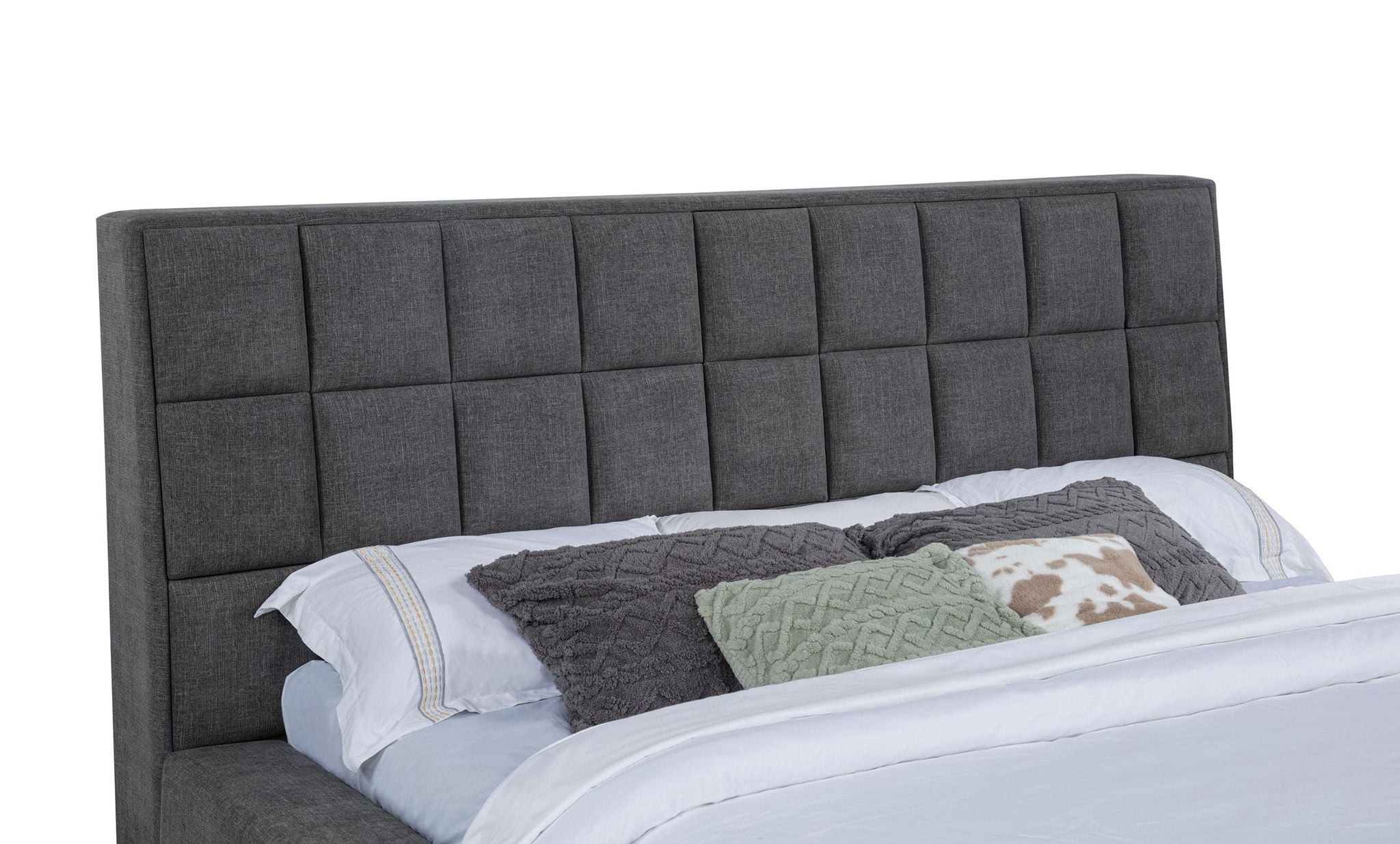 Dreux Upholstered California King Panel Platform Bed Grey