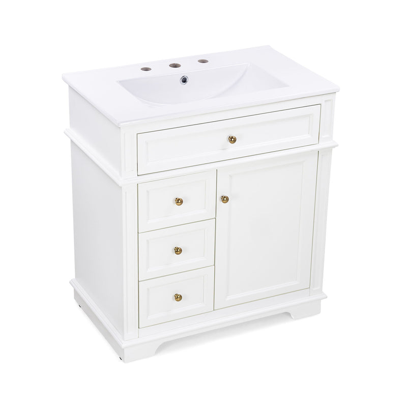 Freestanding Bathroom Vanity With Sink, Soft Closing Door, Tip Out Drawer